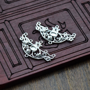 Handmade Copper Floral Forehead Ornament 20x35mm Gold Silver Plated <b>Wedding</b> DIY Antique Style <b>Accessory</b> - Product Image 3