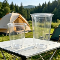 Gobelets jetables en PET transparent à paroi simple en forme de U, de qualité alimentaire, pour la restauration et l'emballage de boissons, 500 ml, 700 ml, 16 oz, 24 oz, vente en gros