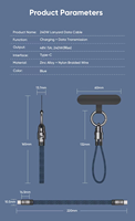 Cable USB-C a USB-C Portátil con Diseño de Bala de 240W, con Cordón de Nylon Tipo Llavero, Carga Rápida para Teléfono Móvil, Laptop, iPhone, Samsung