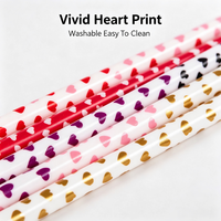 Pailles réutilisables en plastique PP 7,3*230mm avec motif cœur de la Saint-Valentin, sans BPA, conformes LFGB, écologiques, lavables, pour fêtes personnalisées