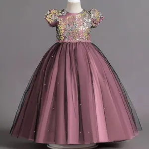 스팽글 유아 의류 멋진 최신 가운 디자인 어린이 요정 4 6 8 10 세 소녀 드레스 파티 십대 캐주얼 Frock