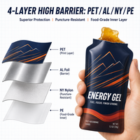 Gel énergétique en sachet de forme spéciale, imprimé sur mesure, sachet à fond plat de forme irrégulière pour l'emballage de nutrition sportive à presser
