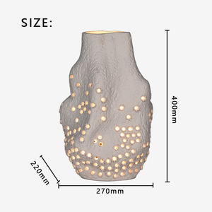 retro style Handcrafted Hollow Ceramic Table Lamp <b>Rustic</b> Artistic Bedside <b>Desk</b> Ambient Light for Living Room Bedroom Decor - Product Image 6