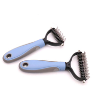 Brosse à poils auto-nettoyante pour animaux de compagnie en acier inoxydable écologique réutilisable, outil de démêlage pour enlever les poils, en plastique pour le toilettage des chiens