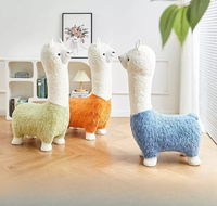 Chaise en peluche mignonne en forme d'alpaga, tabouret en forme de lama pour enfants, chaise animale rembourrée en polaire pour la chambre d'enfant et la salle de jeux