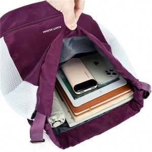 Custom Logo Travel Swimming <b>Drawstring</b> Backpack Lightweight Fitness Sports Yoga String <b>Bag</b> With Shoe Compartment - Product Image 6