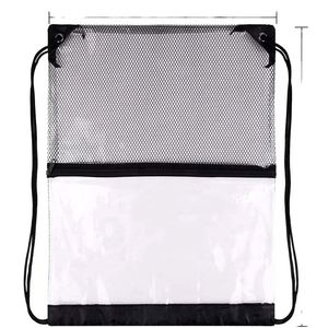Inexpensive Custom Printed PVC <b>Drawstring</b> <b>Backpack</b> - Large Capacity, Waterproof, Mesh Pocket, Zipper Closure, Business - Product Image 3
