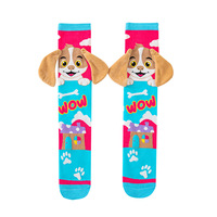 Nouvelles chaussettes tubulaires pour filles, motif dessin animé en relief, en jacquard imprimé numérique, matière Spandex/Nylon/Coton, pour le commerce transfrontalier