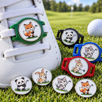 Accessoire de golf en métal en alliage de zinc avec logo émaillé, personnalisé sur mesure, motif animaux de dessin animé (Renard, Panda, Chat, Lapin), utilisable comme marqueur de balle de golf et clip de chaussure