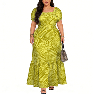 Vestido Maxi Floral de Moda para Mujer, Estilo Polinesio con Diseñ<span class=keywords><strong>o</strong></span> Tribal <span class=keywords><strong>Elei</strong></span>, Cuello Redondo, Primavera - Product Image 5