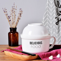 Bol à nouilles en céramique blanche, vente en gros, tasse à porridge en grès, mug instantané, tasse à ramen, mignon, non toxique, sans plomb ni cadmium, design japonais Sakura