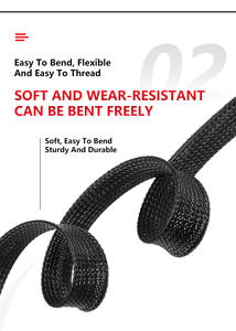 PET 편조 슬리브 내열 확장 와이어 보호 브레이드 슬리브 케이블 블랙 PET 편조 케이블 슬리브 - Product Image 3