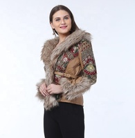Abrigo de Invierno para Mujer, Diseño Étnico Único, Transpirable, con Cuello en V, Bordado de Cristales, Capucha con Ribete de Piel de Zorro, Algodón, para Fiestas al Aire Libre