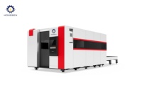 Machine de découpe laser fibre CNC à double table 3000W à couverture intégrale, commande Cypcut, servomoteur Yaskawa, refroidissement par eau AI pour tôles