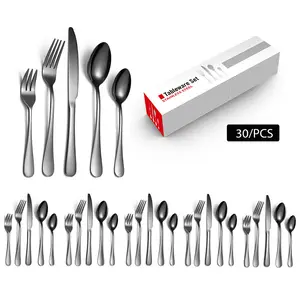 High quality luxury smooth colorful cutlery set stainless steel 30 piece cutlery set