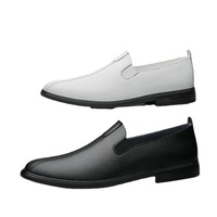 Chaussures décontractées blanches à enfiler pour hommes, mocassins de ville printemps-automne, chaussures de bureau confortables à semelle souple pour le quotidien