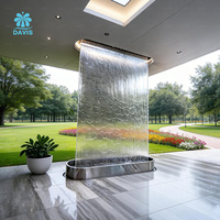 Fontaine à rideau d'eau en maille de fil d'acier inoxydable personnalisée, cascade LED, écran mural, décoration intérieure et extérieure, élément aquatique décoratif