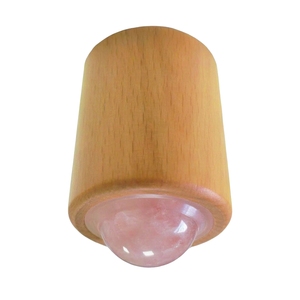 Bouteille à bille en quartz rose naturel et jade blanc avec manche en bois, masseur à bille en cristal pour l'application d'huiles essentielles - Product Image 2