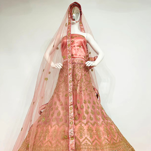 Zarna 16 kali lehenga แบบหนักประดับด้วยหินระยิบระยับเต็มแผ่นกระจก Shisha หรูหรา dupatta อินเดียชุดตาข่ายสำหรับงานแต่งงาน - Product Image 1