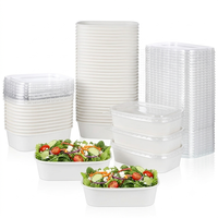 Bol carré jetable pour pâtes et salades, écologique, anti-fuite, recyclable, vente en gros, compatible micro-ondes, naturel, durable, pour plats à emporter et livraison