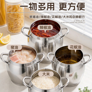 Stainless Steel <b>Pot</b> With <b>Lid</b> Round Dishwasher Safe Heatable Kitchen Storage Container Large Capacity For Cooking And Food - Product Image 4