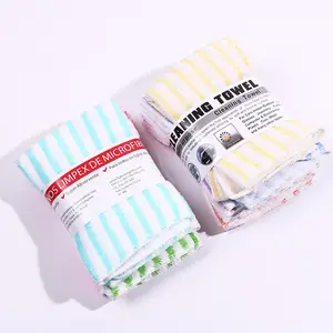 factory price microfiber colorful stripe cleaning towel wash cloth dish drying mat microfiber