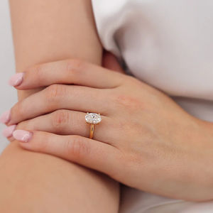 오벌 랩 그로운 다이아몬드 18K 옐로우 골드 도금 솔리테어 링 럭셔리 약혼 웨딩 링 (탁월한 컷) - Product Image 5