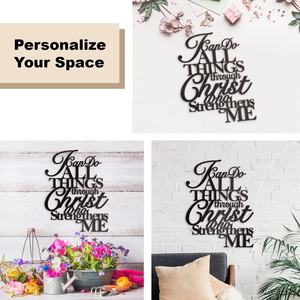 Oniya Metal Wall Art posso <span class=keywords><strong>fare</strong></span> tutte le cose attraverso cristo che mi rafforza I cartelli da parete appesi per la decorazione della stanza del Dinging - Product Image 5