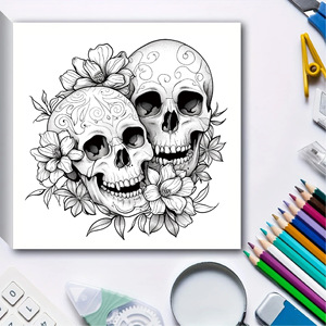 Livre de coloriage de crânes en sucre pour adultes et enfants, 24 motifs inspirés du Jour des Morts, motifs faciles pour la relaxation et le soulagement du stress - Product Image 4