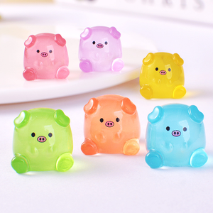 6 Colori Resina Artistica Scultura Mini Maialino in Gelatina Luminoso Statuette Animali in Bulk Oggetti da Collezione Decorazione Casa Giardino Paesaggistico - Product Image 2
