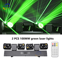 Projecteur LED 80W à double tête mobile avec faisceau lumineux rouge/vert, laser jaune clignotant, DMX512, télécommande, pour DJ, discothèque, fête, scène, effet lumineux