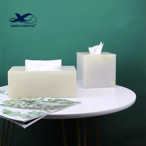 Boîte de rangement carrée rectangulaire pour serviettes hygiéniques, boîte de rangement de luxe en marbre vert et blanc, porte-serviettes en papier Onyx noir pour la maison - Product Image 3