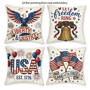 Independence Day Pillowcase <b>Set</b> <b>Square</b> Washable American Style Decorative Throw Pillows For Living Room Holiday Decoration - Product Image 5
