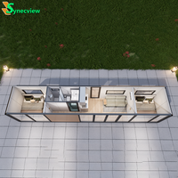 Maison préfabriquée de luxe de 20 pieds 40 pieds avec 2 chambres à coucher Maison modulaire en acier léger Cuisine Design en verre Maison à capsule capsule pour villa de luxe