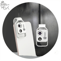 Objectif de grossissement pour téléphone portable mini macro HD 200x avec LED CPL noir blanc Af/Mf Focus
