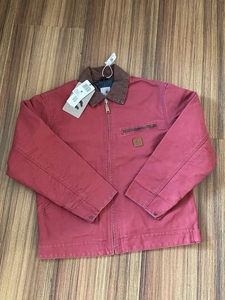 Low MOQ Custom Logo Vintage Washed Canvas Detroit <strong>Jacket</strong> with <strong>Corduroy</strong> Collar for <strong>Men</strong> OEM ODM - Product Image 1