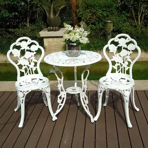 Mobili da giardino sedia da tavolo da giardino per esterni patio in alluminio pressofuso tavolo da caffè rotondo bianco tavolo da patio in alluminio pressofuso