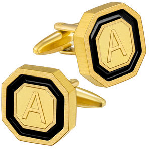 Mancuernillas Minimalistas con Letra, Acero Inoxidable 316L, Doradas, Personalizadas con <span class=keywords><strong>Iniciales</strong></span>, para Hombre, Accesorios Formales para <span class=keywords><strong>Camisa</strong></span> de Negocios o Boda - Product Image 2