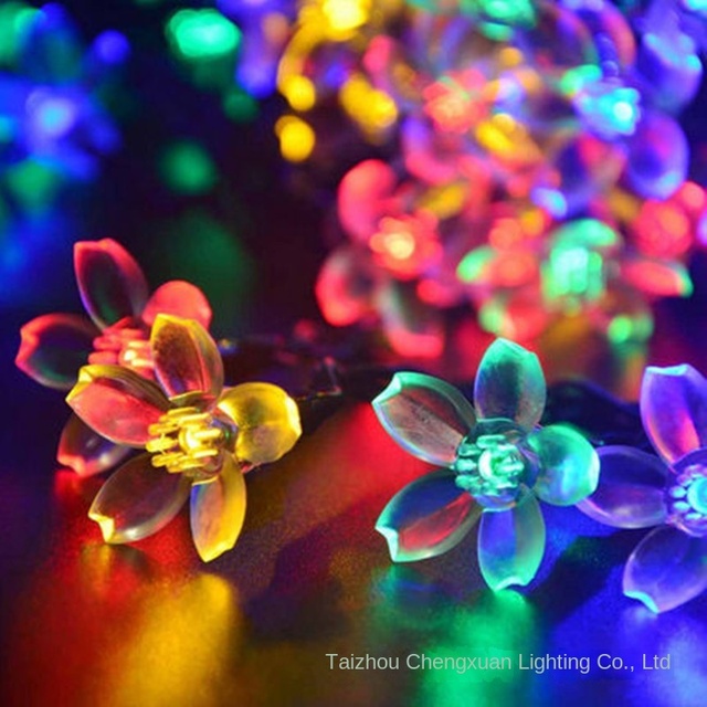 Cross-Border LED Solar String Lights Cherry Blossom Peach Flower Shapes for Outdoor Courtyard Decorative Lighting Christmas