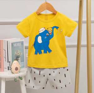 Puro algodão Lazer bebê neutro' preços baratos 2pcs Short Sleeve Shirt + Pants Baby define roupas - Product Image 2