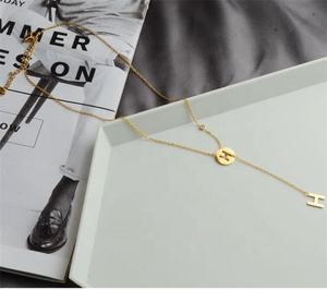 Son tasarım kadın yüksek cilalı özel paslanmaz çelik 18k altın harf <span class=keywords><strong>H</strong></span> zincir kolye - Product Image 4