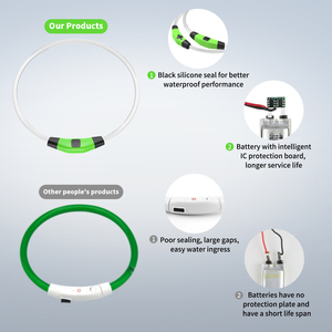 Collier clignotant étanche rechargeable par USB pour chat et chien, double lumière, <span class=keywords><strong>TPU</strong></span>, fibre optique super lumineuse pour chien - Product Image 5