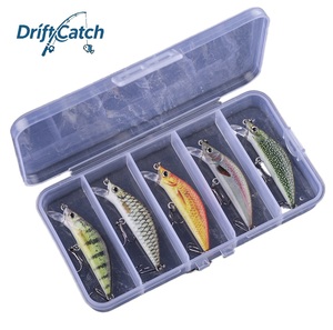 DriftCatch 5er-Pack ABS Bedruckte Crankbait <span class=keywords><strong>Minnow</strong></span> Angelköder - Schwimmender Rasselköder # 6 Haken für Marlin River Lake (1 Box = 5 Köder) - Product Image 1