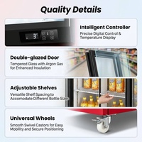 Réfrigérateur à boissons moderne avec porte en verre, vitrine verticale pour boissons avec éclairage LED pour centre commercial, commerce de détail, aire de restauration, stockage