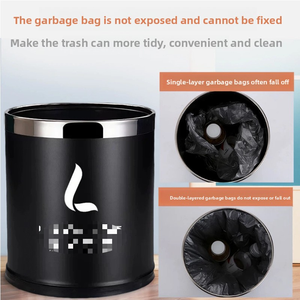 <span class=keywords><strong>Cubo</strong></span> de <span class=keywords><strong>Basura</strong></span> Redondo de Doble Capa para Habitaciones de Hotel, KTV y Restaurantes, Comercial, Sin Tapa, con Logotipo Personalizable, Contenedor de Almacenamiento de Residuos - Product Image 3