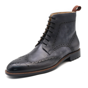 Người Đàn Ông Sang Trọng Bền Top Grade Da Bò Ưa Thích Mắt Cá Chân Khởi Động Da Chính Hãng Ren Giày - Product Image 1