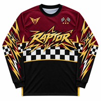 Jersey BMX MTB Grafis Vintage OEM Biru Hitam Kotak-kotak Sublimasi Cetak Logo Nama Acara Bahan Mesh untuk Sepeda Gunung dan Dirt Bike