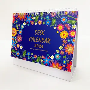 Al por mayor 2025 encuadernación en espiral personalizada calendario diario planificador bobina mesa escritorio nuevo diseño calendario