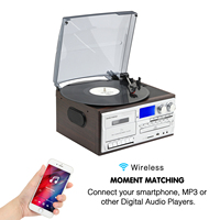 Lecteur de cassettes double, tourne-disque avec enregistrement sur cassette, haut-parleurs externes, prend en charge la fonction vinyle vers MP3