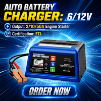 Chargeur de batterie de voiture automatique portable multi-appareils OEM certifié ETL 2/10A 50A 3 étapes 6V/12V/110V avec démarrage du moteur